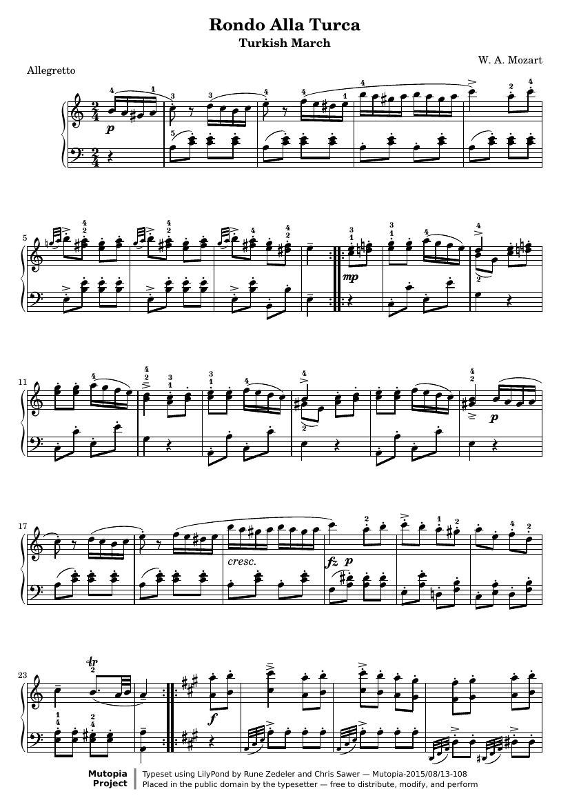 Рондо в турецком стиле (из Сонаты №11, K.331)
