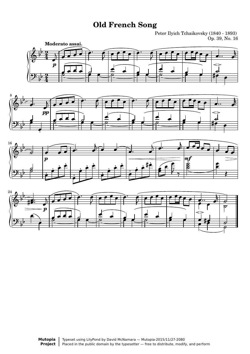 «Старинная французская песенка» (№16 из «Детского альбома», Op. 39)