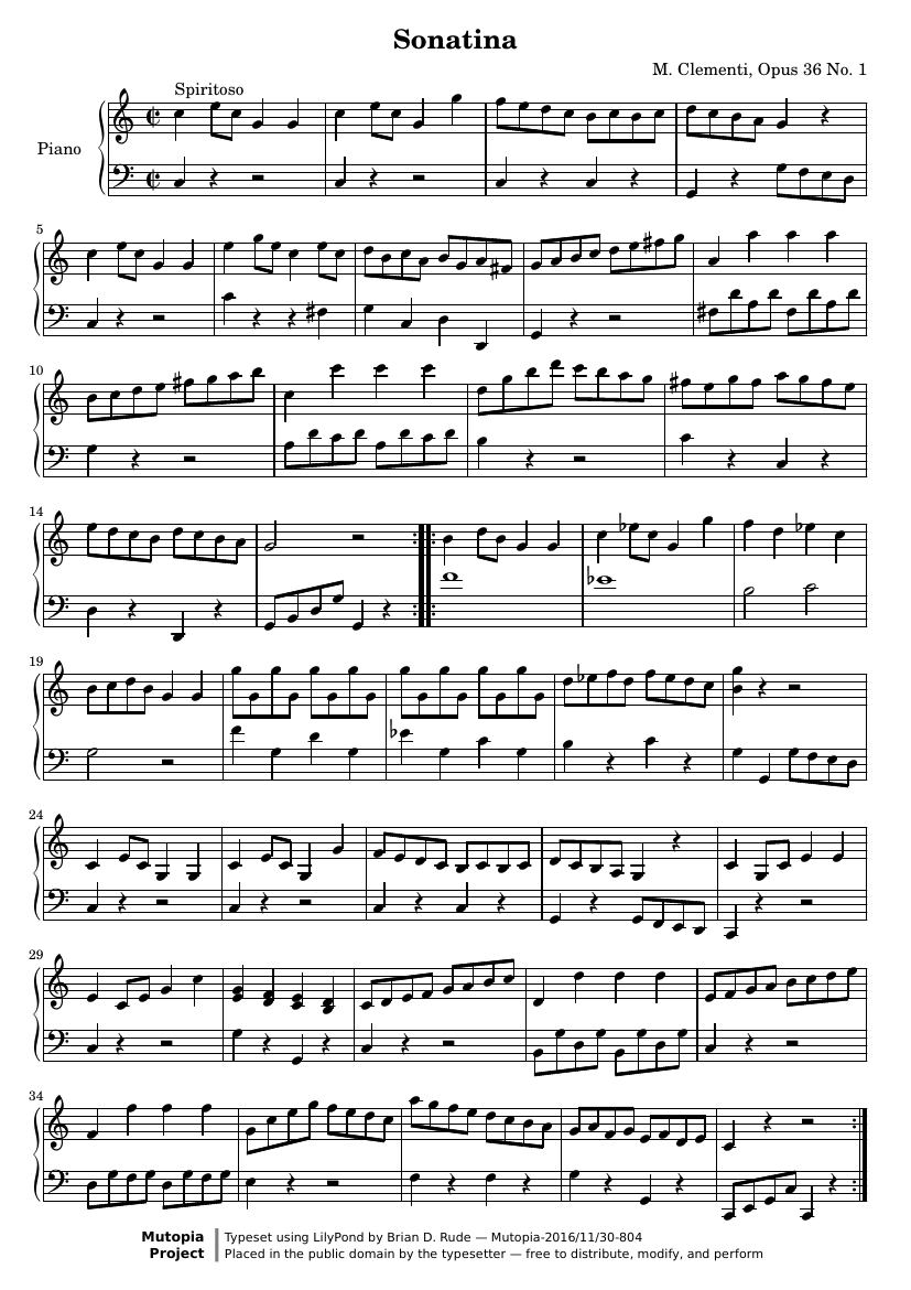 Сонатина до мажор, Op. 36 №1 (часть I)