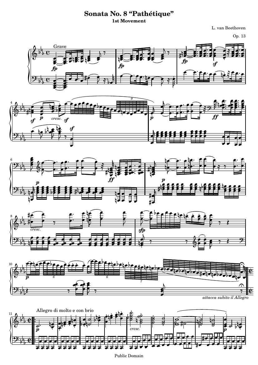 Соната №8 «Патетическая», Op. 13 (часть I)