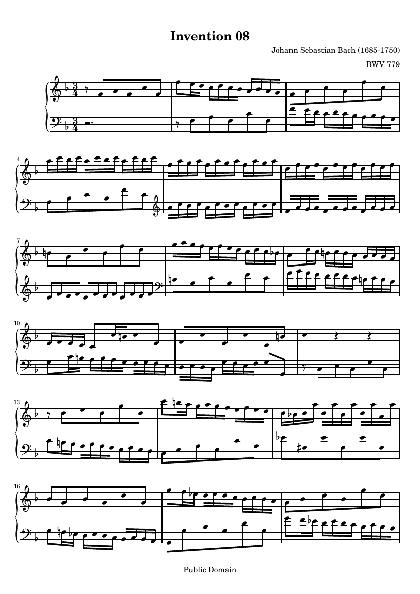 Инвенция №8 фа мажор, BWV 779