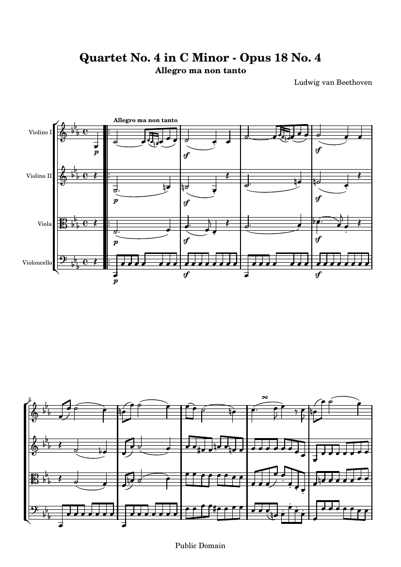 Струнный квартет №4 до минор, Op. 18 №4 (часть I)