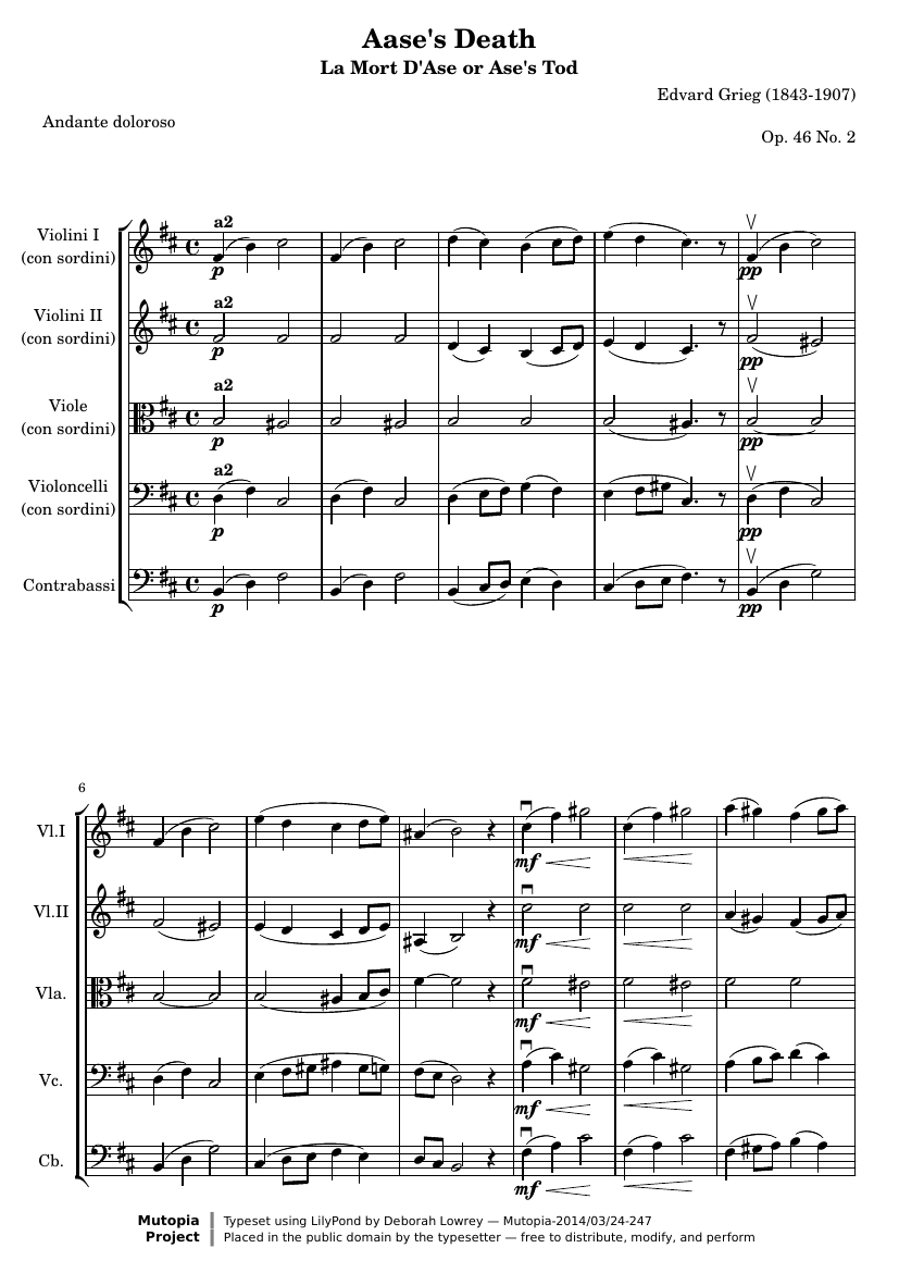 «Смерть Озе» из сюиты «Пер Гюнт» №1, Op. 46 (для струнного квартета)