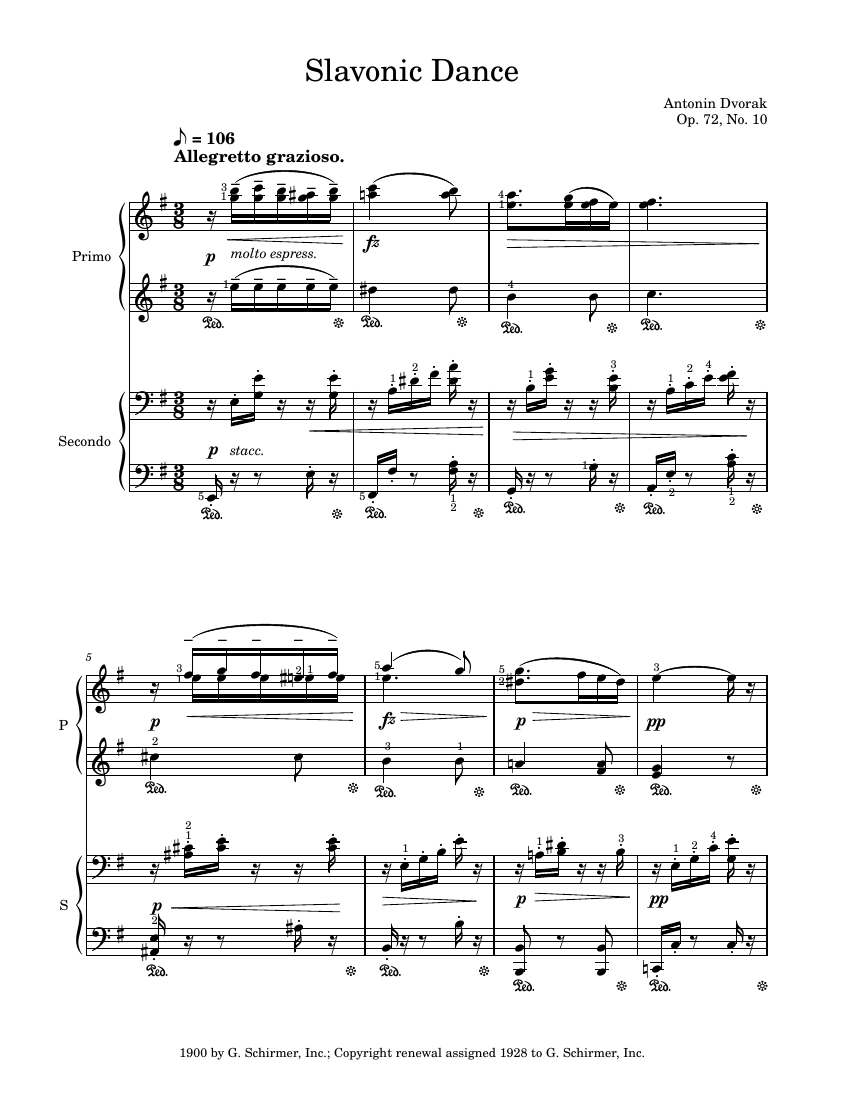 Славянский танец (для фортепиано в 4 руки)