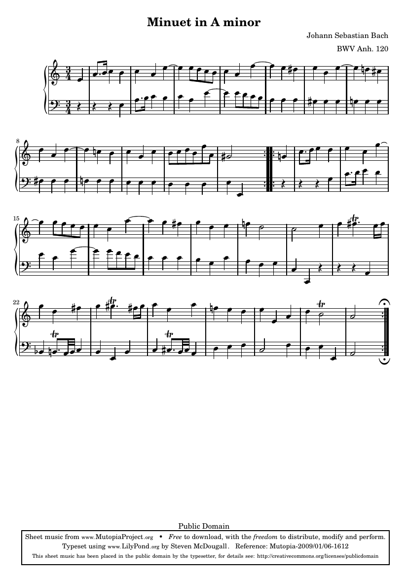 Менуэт ля минор, BWV Anh. 120