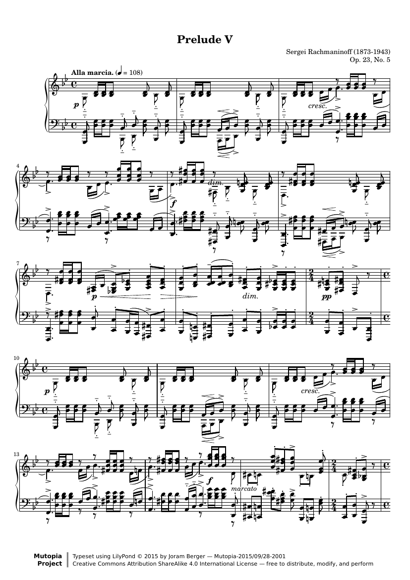 Прелюдия соль минор, Op. 23 №5