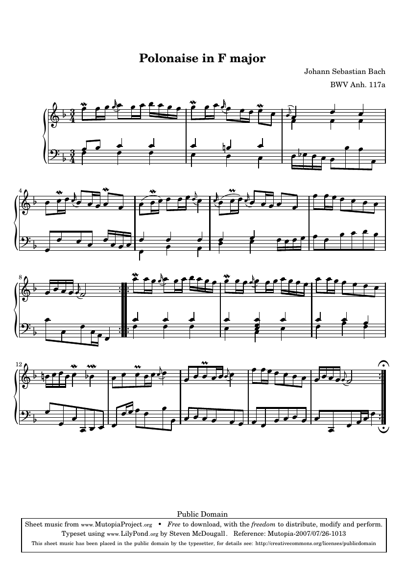 Полонез фа мажор, BWV Anh. 117a