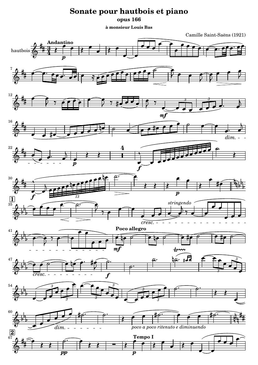 Соната для гобоя и фортепиано, Op. 166 (часть I)