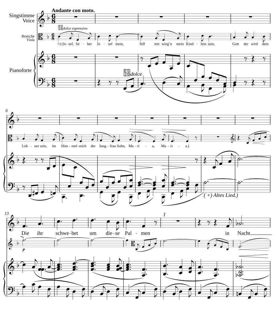 Духовная колыбельная (Geistliches Wiegenlied). 2 песни, соч. 91