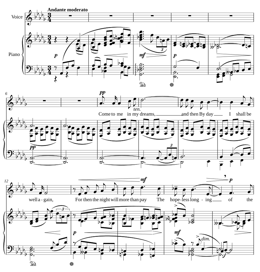 Приди ко мне во сне (Come to Me in my Dreams, H.71)