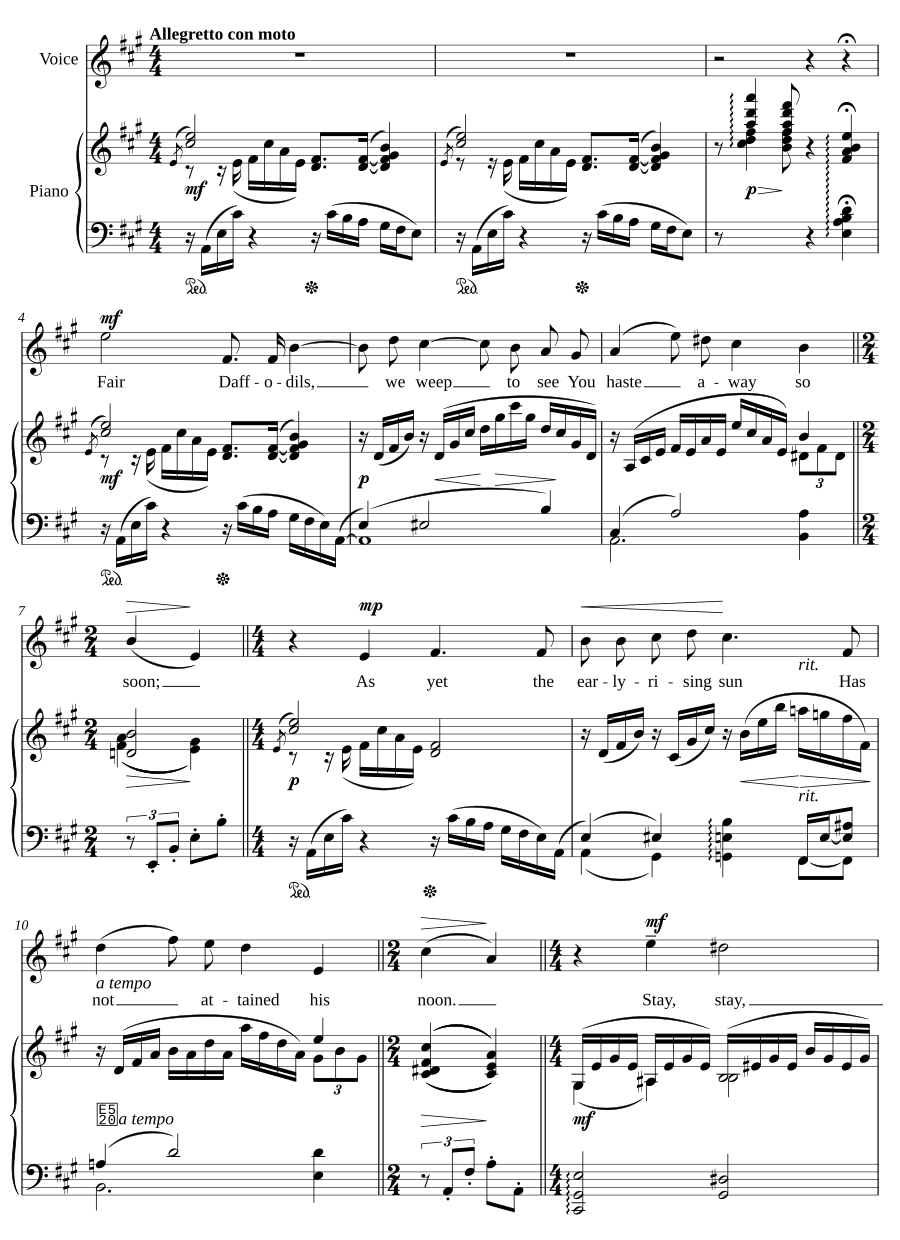 Прекрасные нарциссы (Fair Daffodils, H.51)