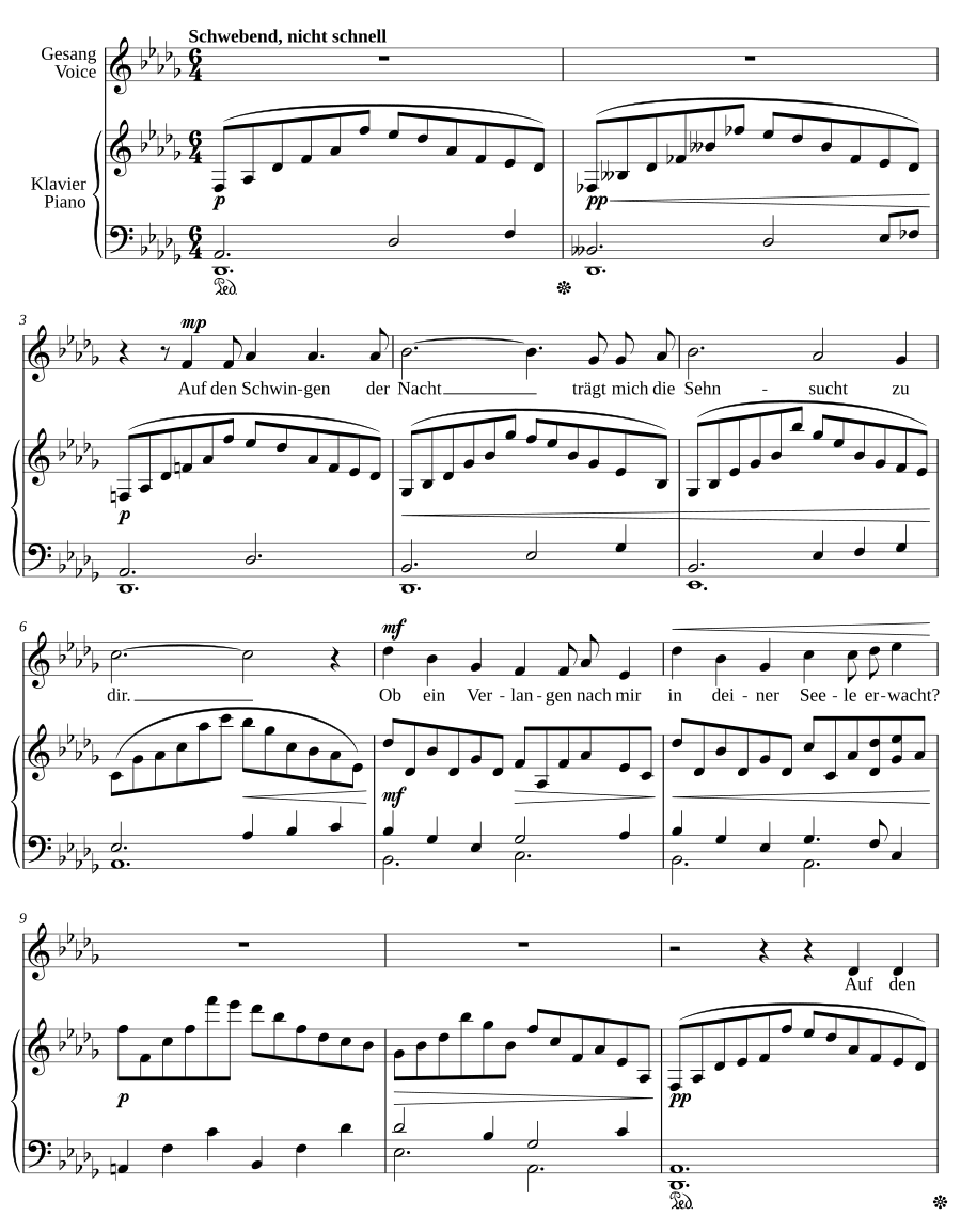 На крыльях ночи (Auf den Schwingen der Nacht). Песни, соч. 125