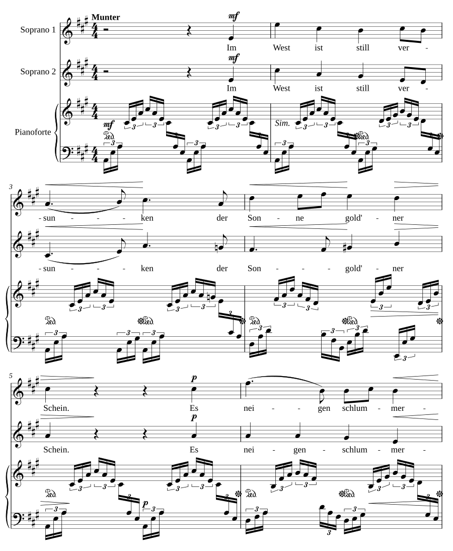 Вечерняя песня (Abendlied). 2 дуэта, соч. 6
