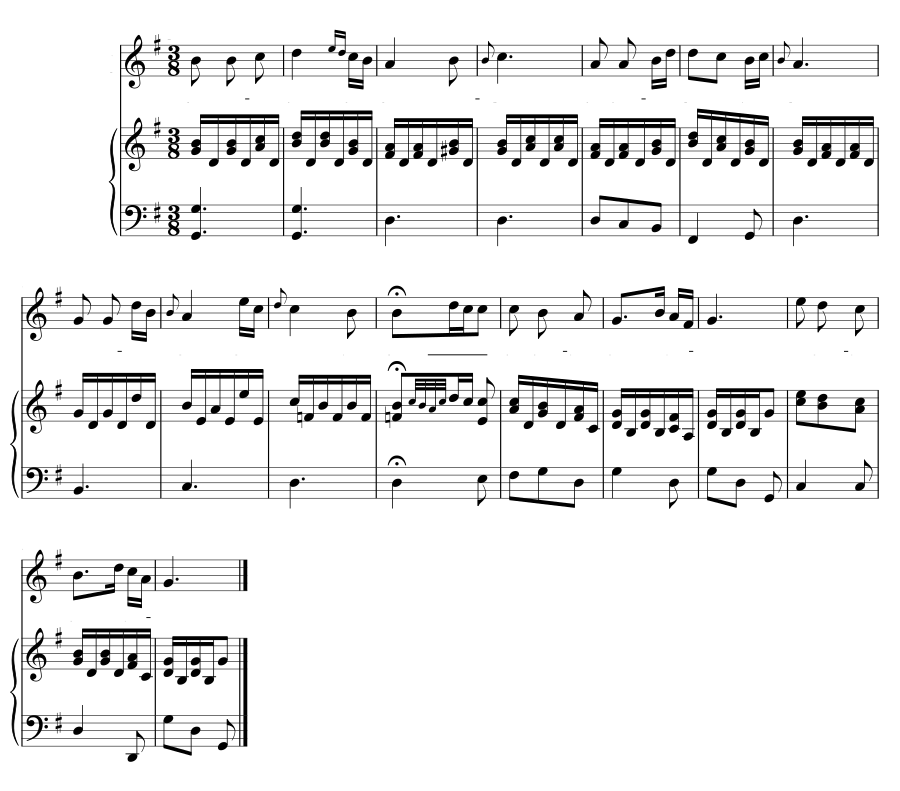 Ель («Взгляни, Дорис, как в лунном свете») (Die Tanne (Sieh Doris, wie vom Mond bestrahlt )). 12 песен, 1786