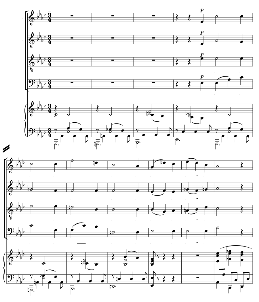 Когда мы шли по краю (As thro’ the land). Цикл песен, соч. 68
