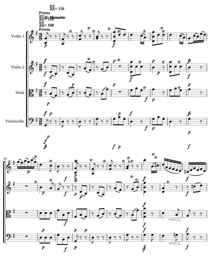 Струнный квартет соль мажор, Hob.III:4, соч. 1 № 4 (String Quartet in G major, Hob.III:4, Op.1 No.4)