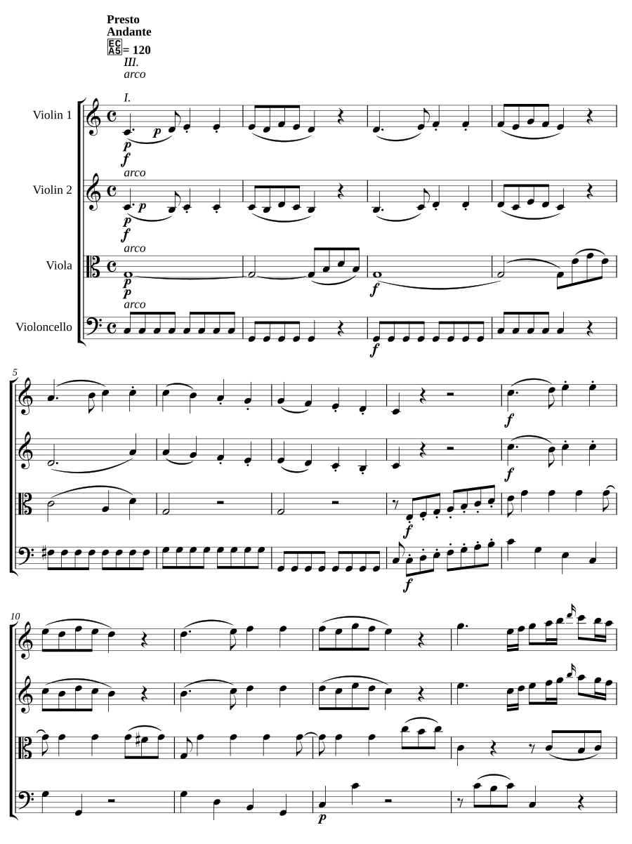 Струнный квартет № 4 до мажор, K.157 (String Quartet No.4 in C major, K.157)