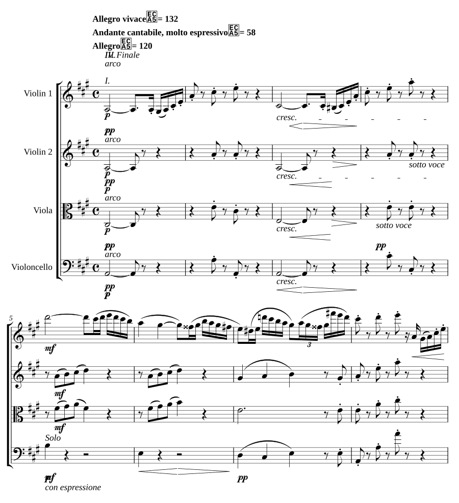 Струнный квартет ля мажор, соч. 2 (String Quartet in A major, Op.2)