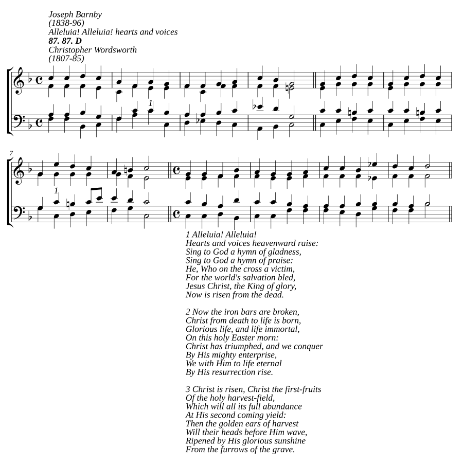 Alleluia! Alleluia! hearts and voices heavenward raise