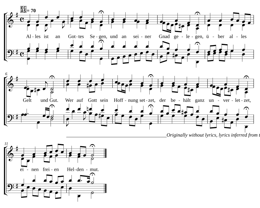 Alles ist an Gottes Segen, BWV 263