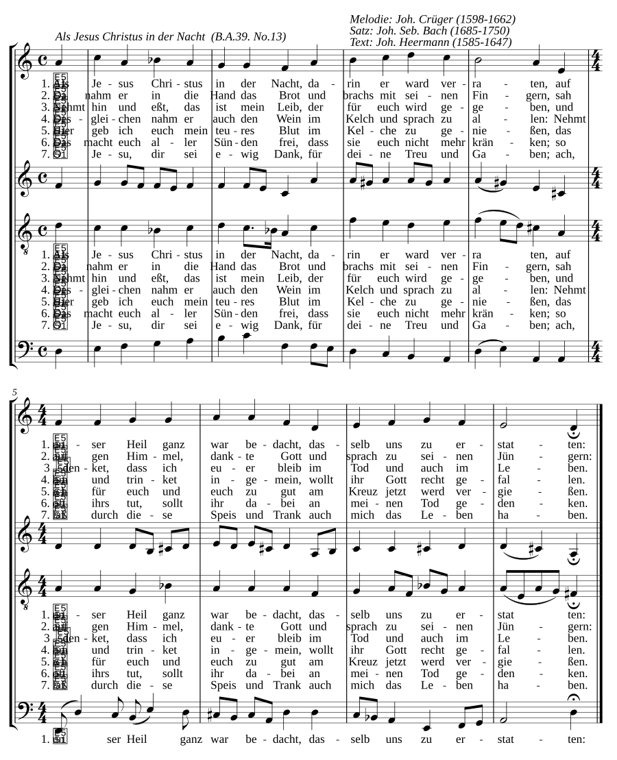 Als Jesus Christus in der Nacht, BWV 265