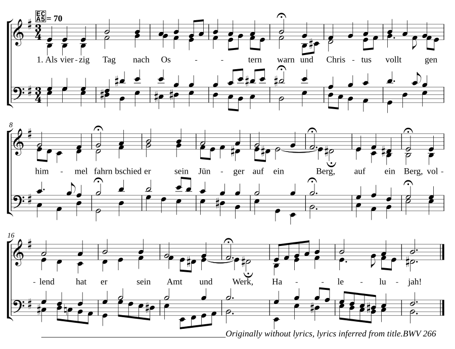 Als vierzig Tag nach Ostern warn, BWV 266