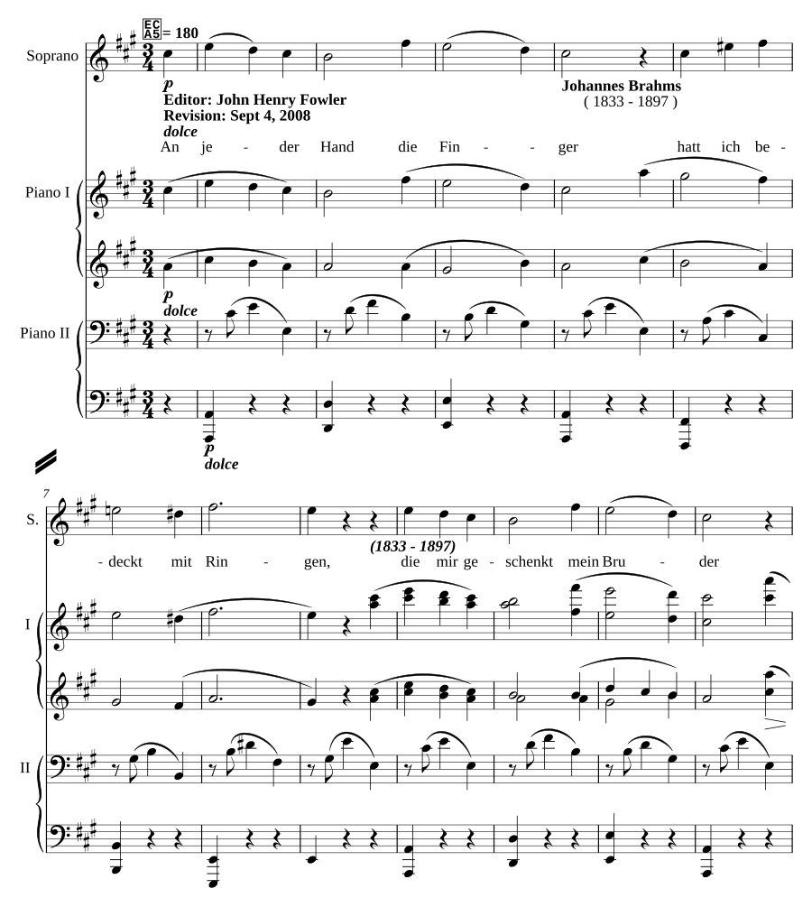 An jeder Hand die Finger, Op. 65, No. 3