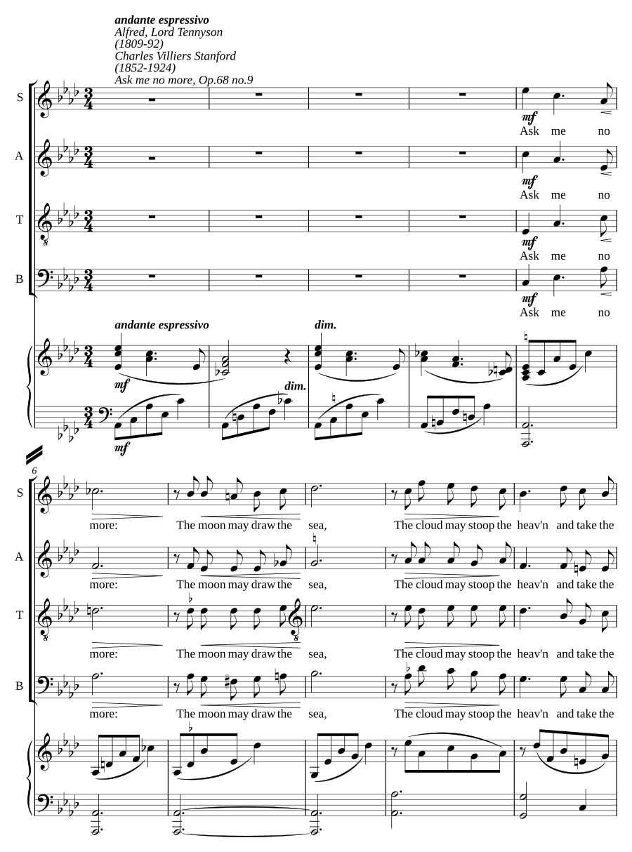 Ask me no more, Op. 68:9
