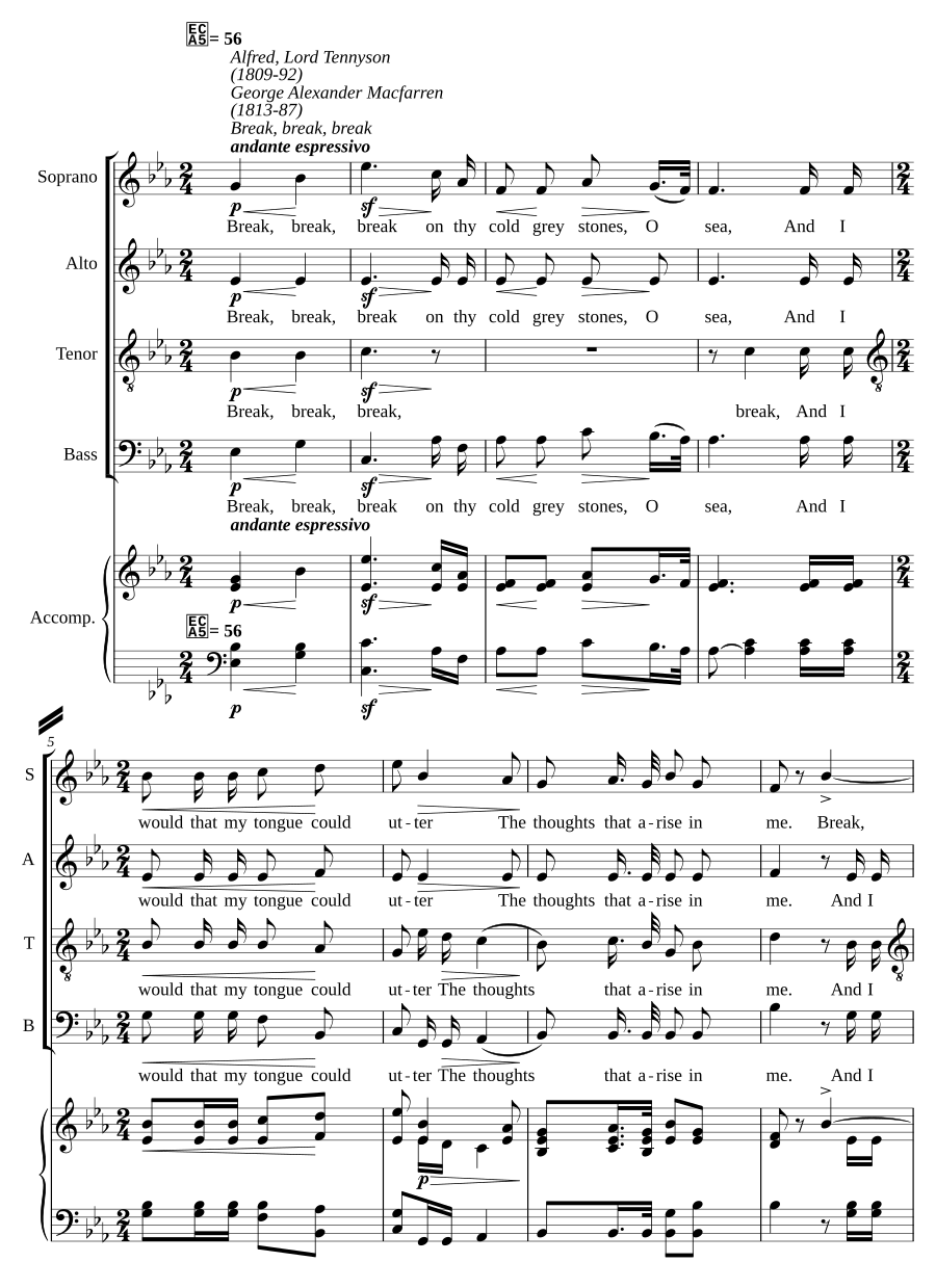 Break, break, break on thy cold grey stones, O sea