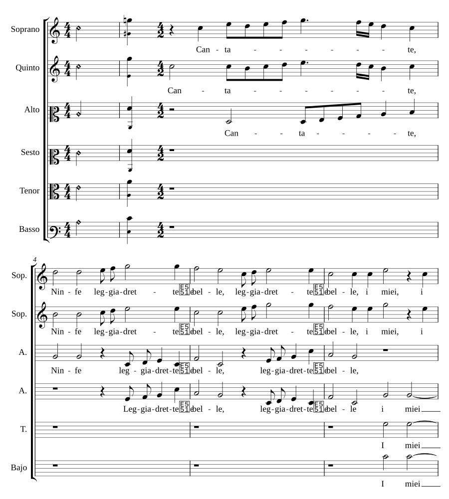 Cantate, Ninfe leggiadrette e belle