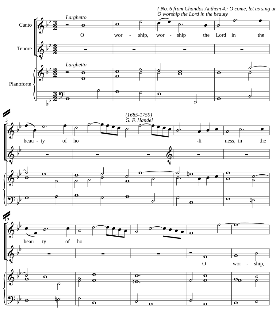 Chandos Anthem No. 4: No. 6 - O worship the Lord in the beauty of holiness