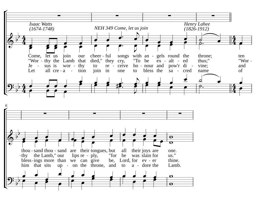 Come, let us join our cheerful songs