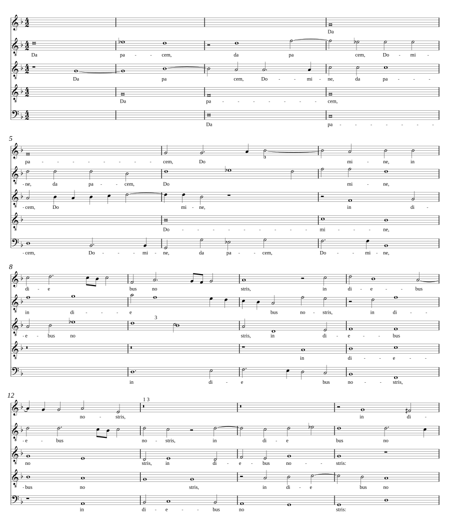 Da pacem, Domine a 5