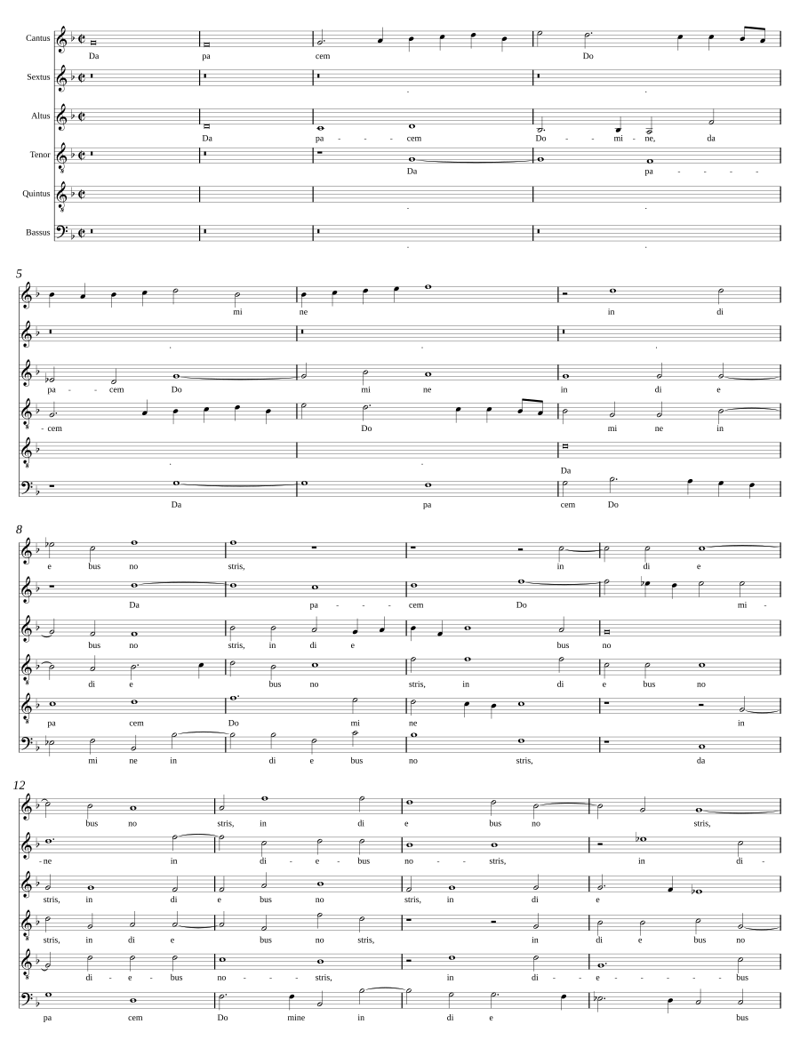 Da pacem Domine a 6 (1556)