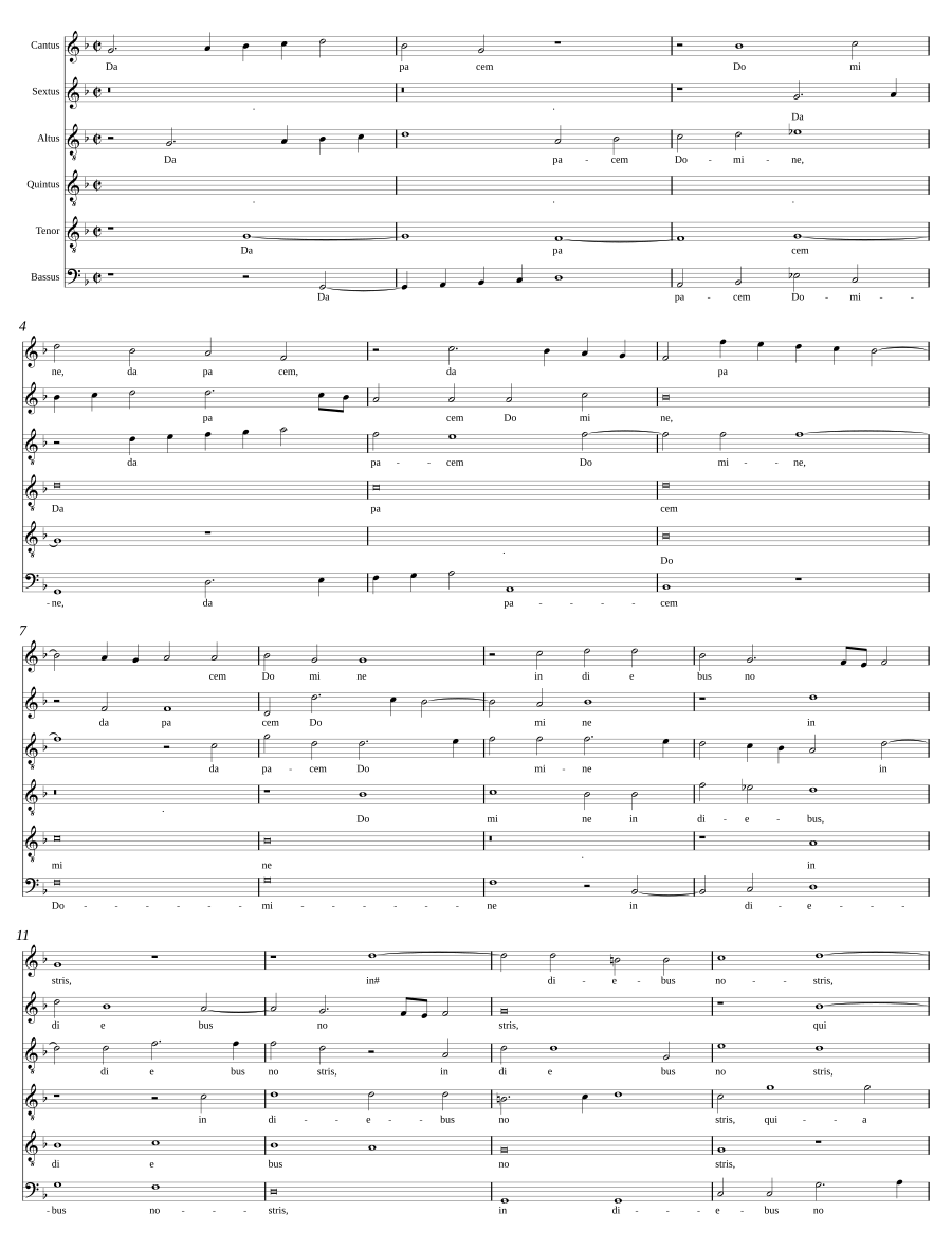Da pacem Domine a 6 (1582)