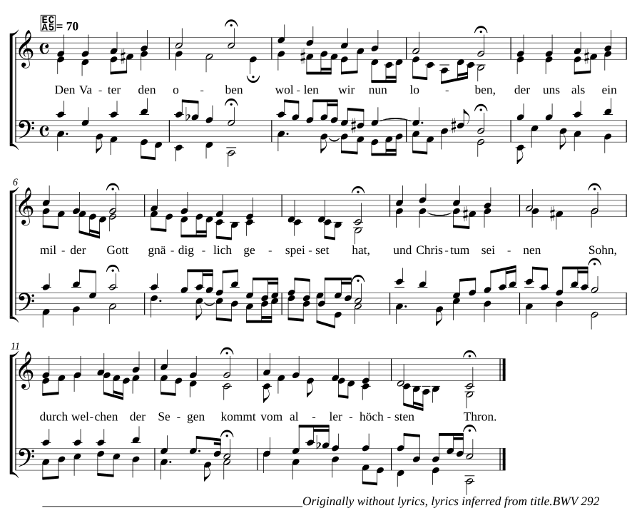 Den Vater dort oben, BWV 292