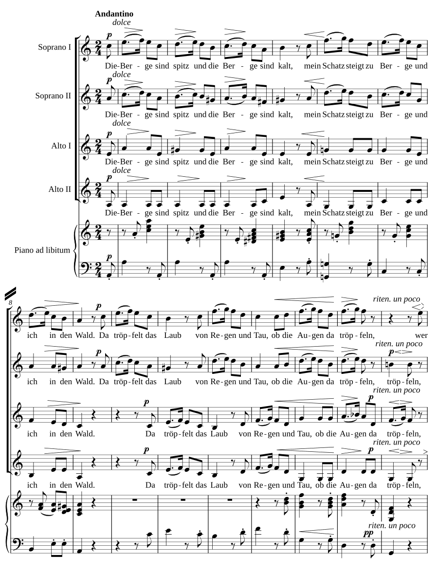 Die Berge sind spitz, Op. 44, No. 8