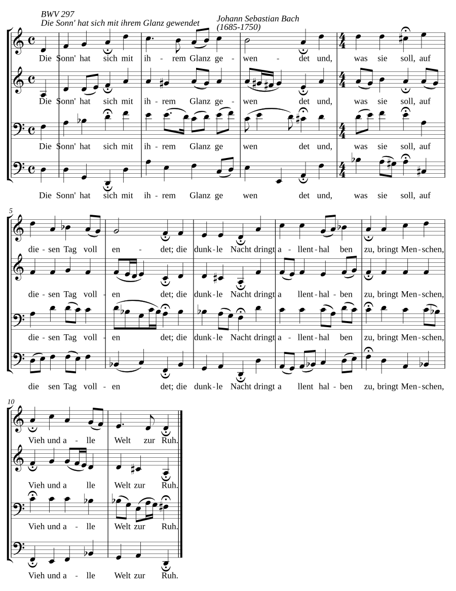 Die Sonn hat sich, BWV 297