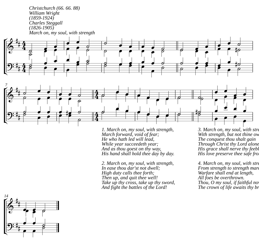March on, my soul, with strength