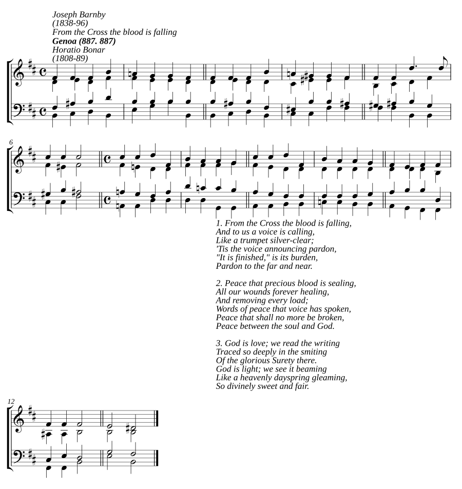 From the Cross the blood is falling