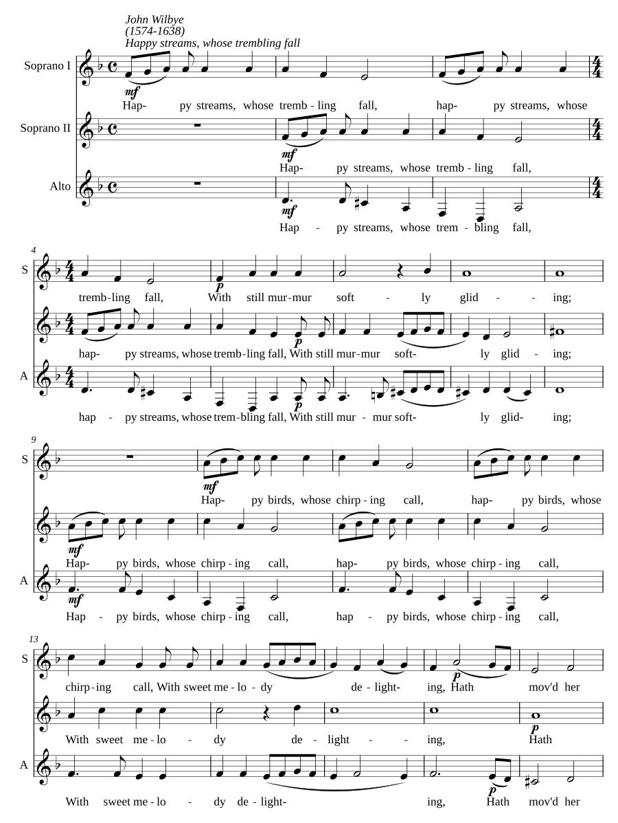 Happy streams, whose trembling fall
