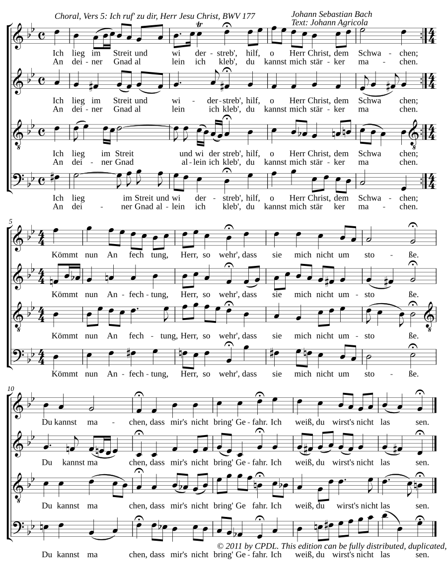 Ich ruf' zu dir, Herr Jesu Christ, BWV 177