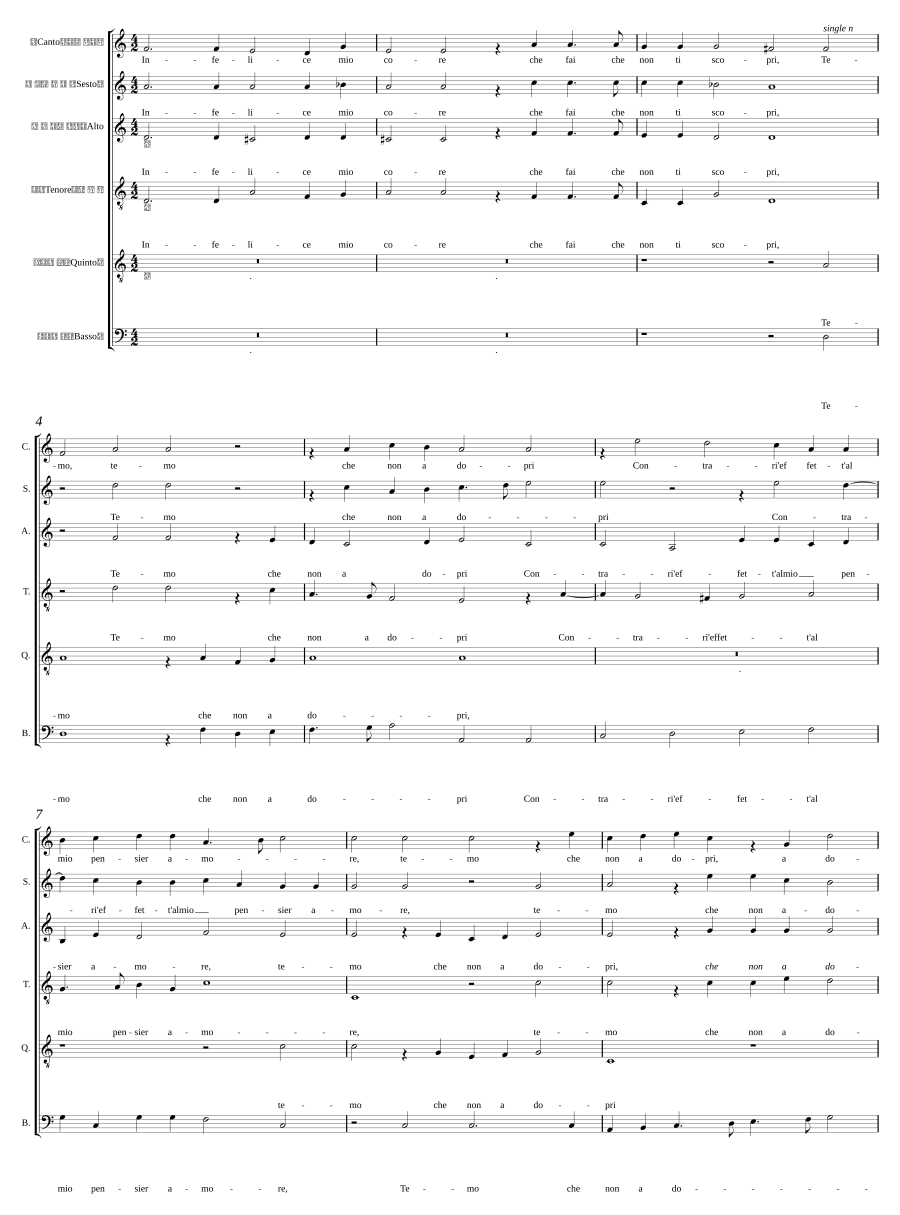 Infelice mio core - Ahi fiera e trista sorte