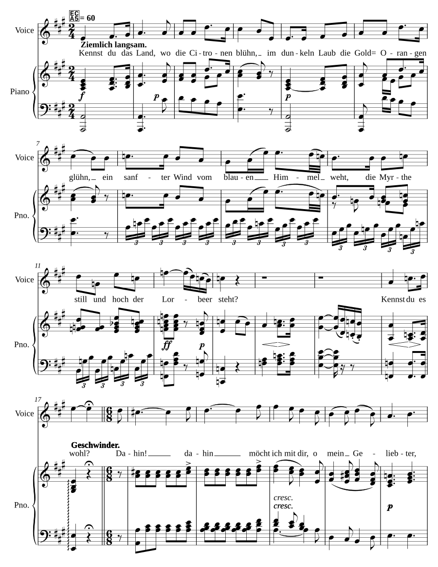 Kennst du das Land, Op. 75 No. 1