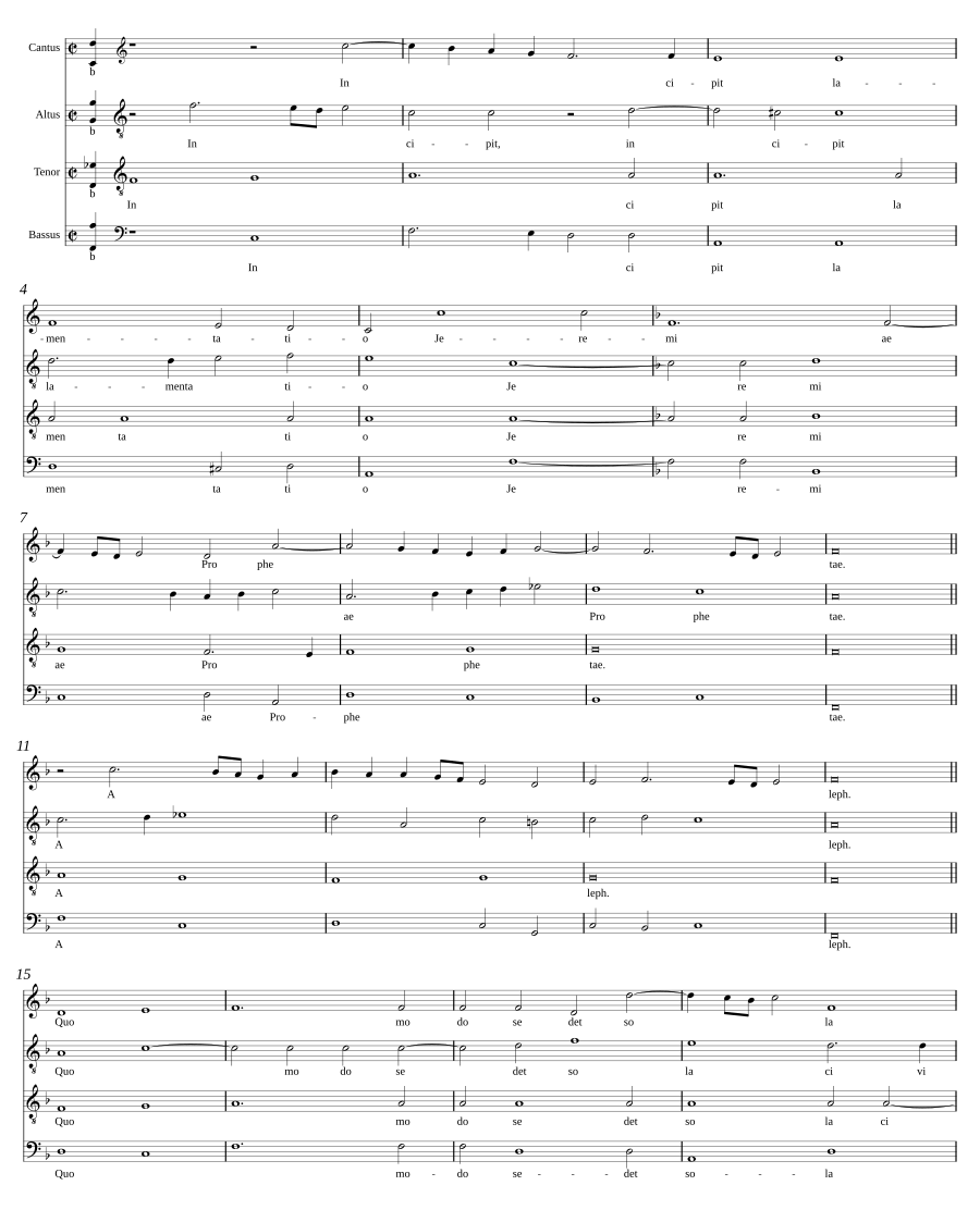 Lamentationes Hieremiae Prophetae (quatuor vocum)