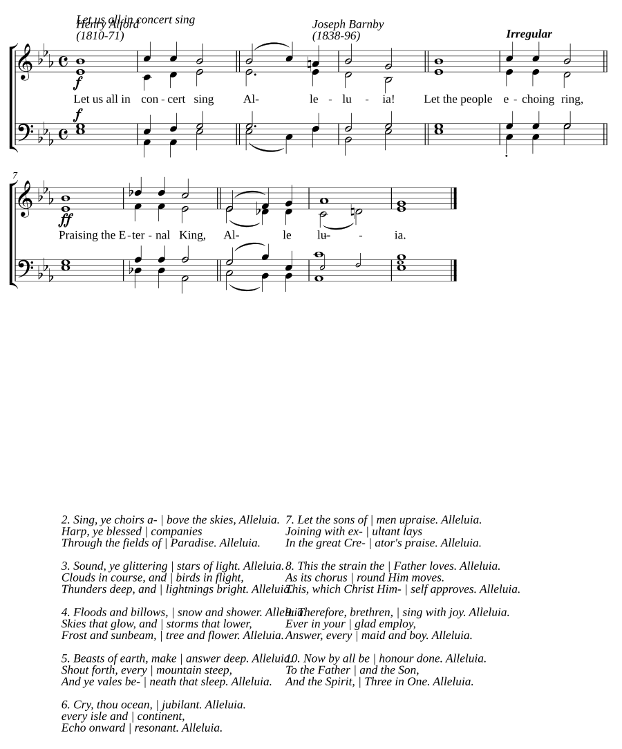 Let us all in concert sing