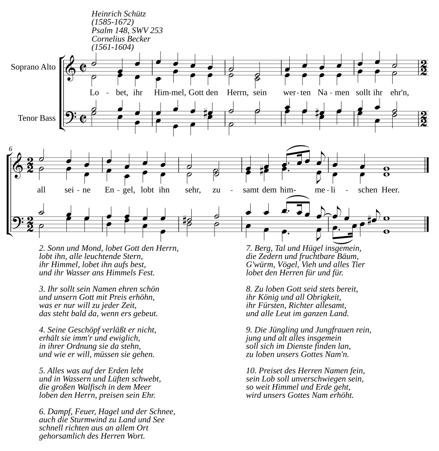Lobet, ihr Himmel, Gott den Herrn, SWV 253