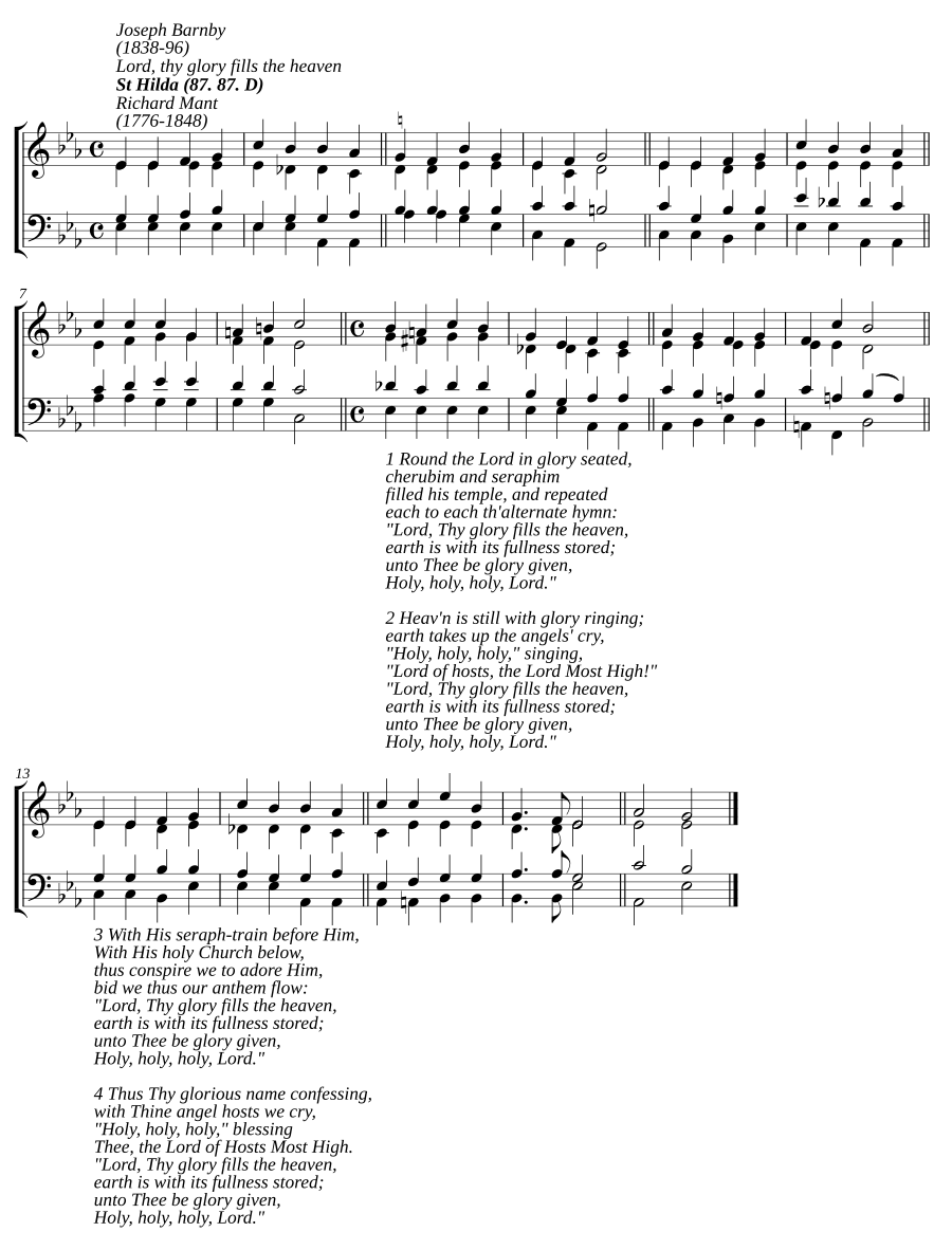 Lord, thy glory fills the heaven