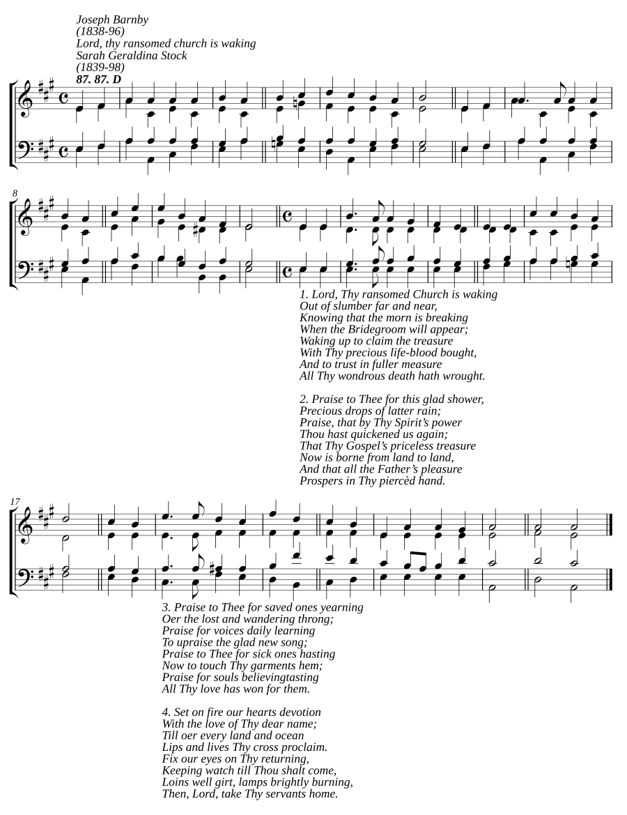 Lord, thy ransomed church is waking