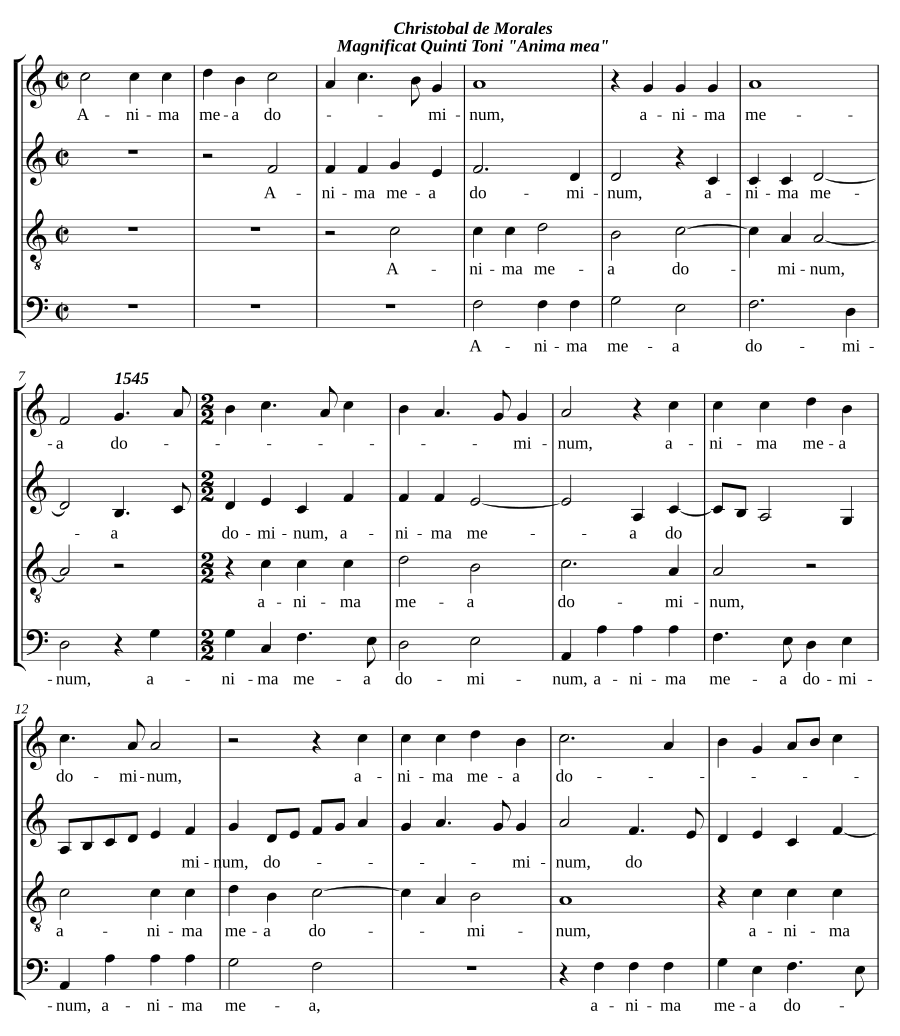 Magnificat Quinti Toni 'Anima mea'